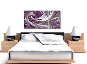 Cheap Plum Purple White Swirls Modern Abstract Canvas Wall Art Split 3 Set 125cm Wide 3353 For Your Bedroom