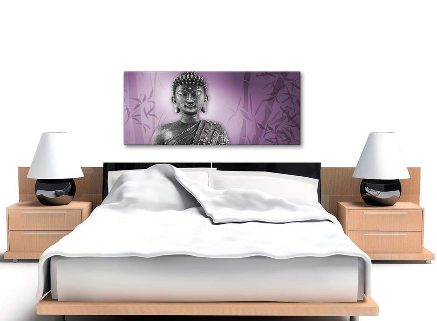 Cheap Purple And Grey Silver Wall Art Prints Of Buddha Canvas Modern 120cm Wide 1330 For Your Hallway