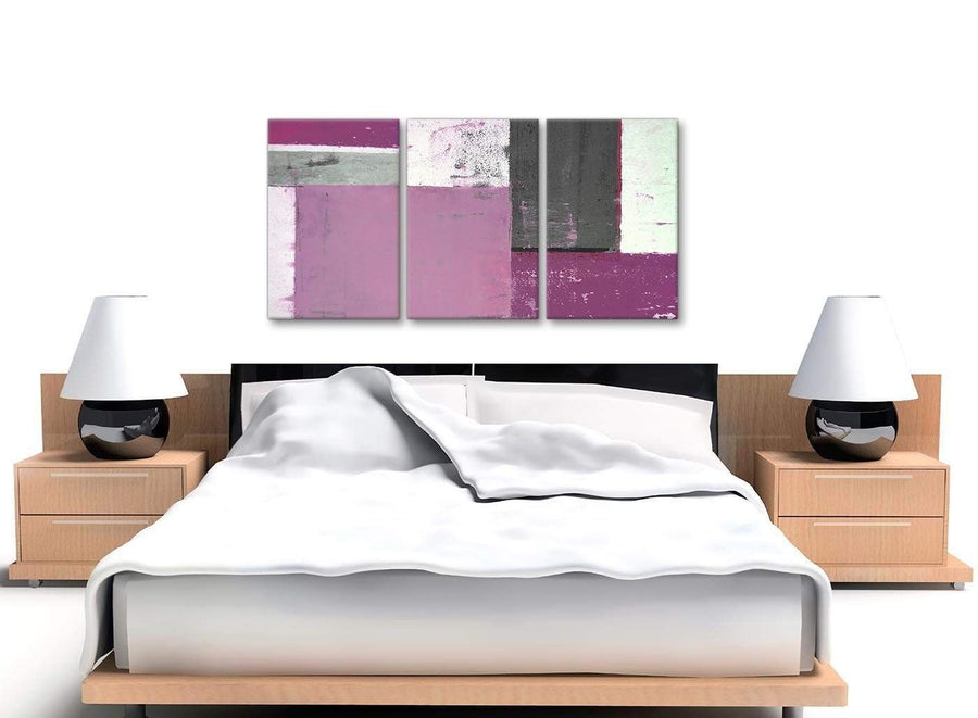 Cheap Purple Grey Abstract Painting Canvas Wall Art Picture Split 3 Panel 125cm Wide 3355 For Your Living Room