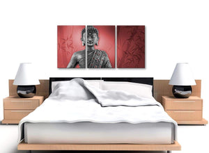 Cheap Red And Grey Silver Wall Art Prints Of Buddha Canvas Split 3 Part 3331 For Your Hallway