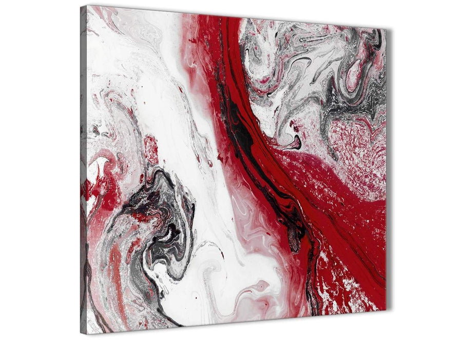 Cheap Red and Grey Swirl Bathroom Canvas Wall Art Accessories - Abstract 1s467s - 49cm Square Print