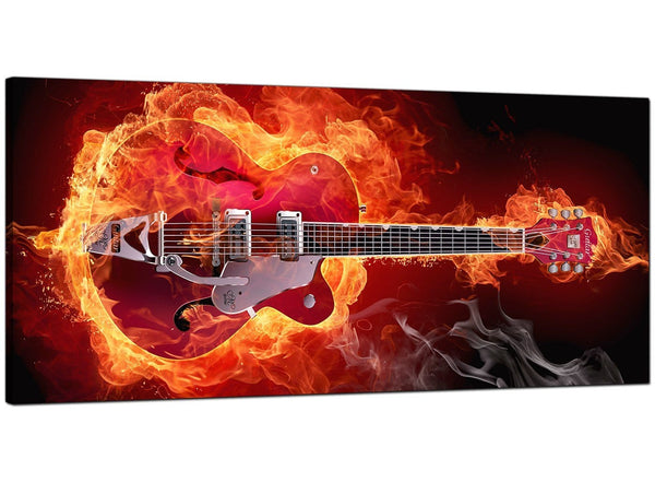 Orange Living Room Large Canvas of Guitar