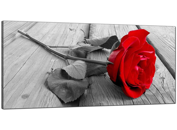 Red Living Room Large Canvas of Flowers