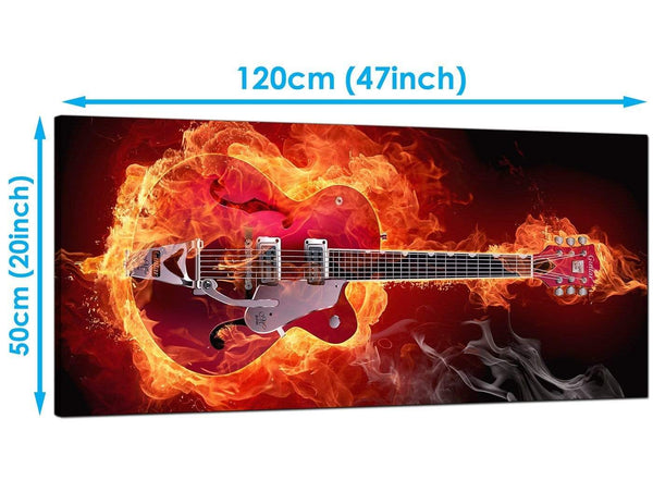 Living-Room Orange Large Canvas of Guitar