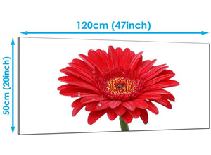Living-Room Red Large Canvas of Gerbera