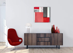Cheap Red Grey Abstract Painting Canvas Wall Art Modern 64cm Square 1S343M For Your Dining Room