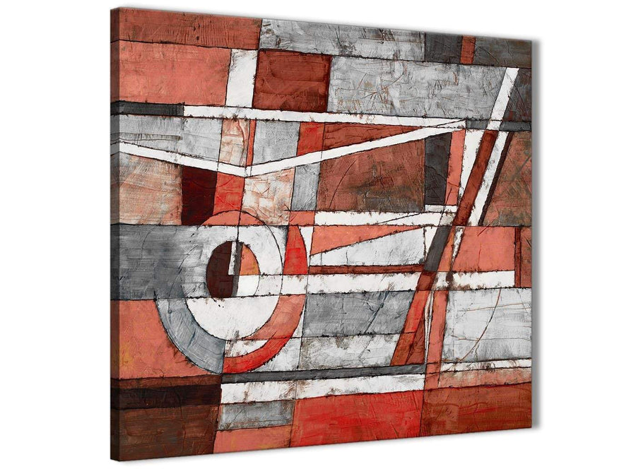 Cheap Red Grey Painting Kitchen Canvas Pictures Accessories - Abstract 1s401s - 49cm Square Print