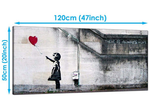 Living-Room Red Wide Canvas of Banksy Graffiti