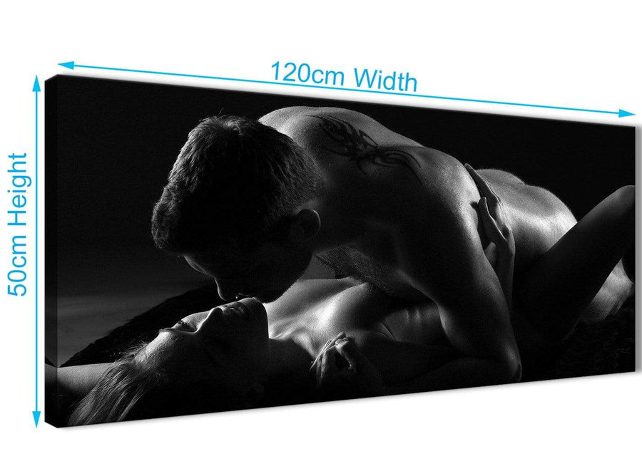 Cheap Romantic Nude Couple Erotica Canvas Art Pictures - 1444 Black White - 120cm Wide Print
