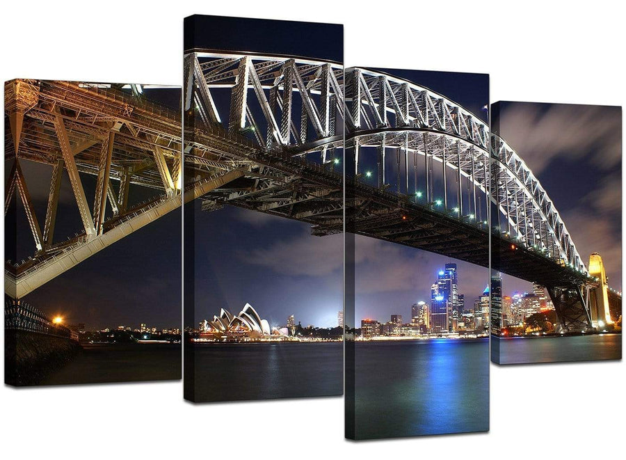 Set Of 4 Extra-Large Blue Canvas Picture