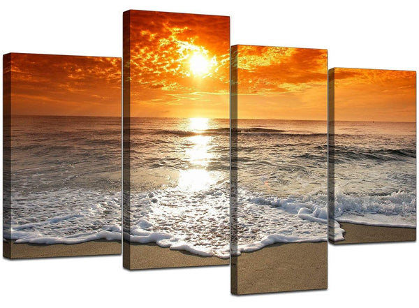 Four Part Set of Modern Orange Canvas Prints