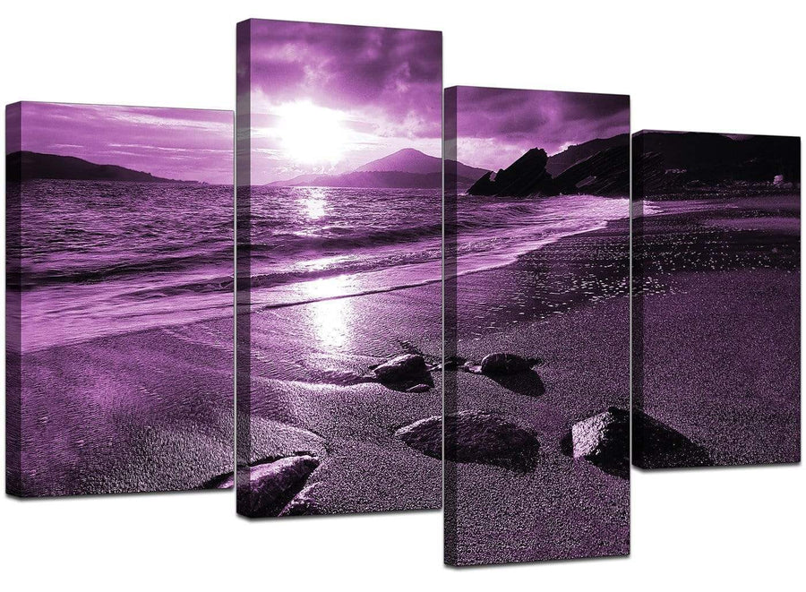 4 Piece Set of Living-Room Purple Canvas Picture