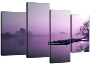 4 Part Set of Living-Room Purple Canvas Art