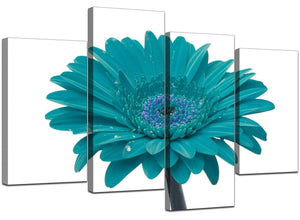 Set Of Four Modern Teal Canvas Picture
