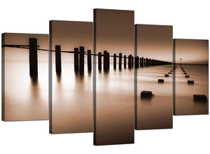 5 Part Set of Living-Room Brown Canvas Pictures