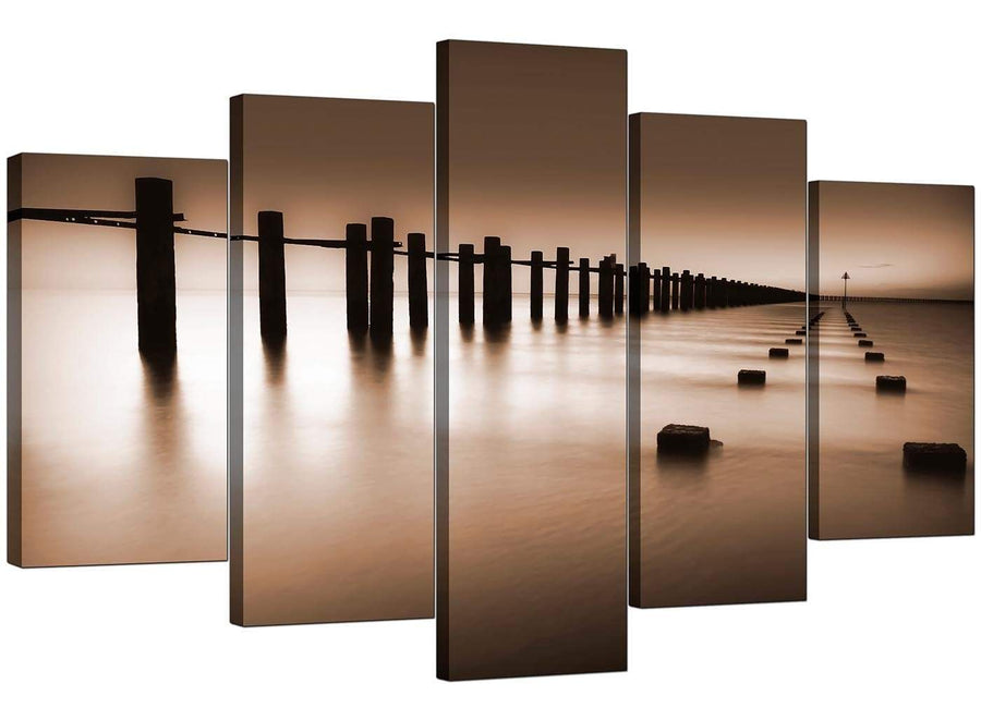5 Part Set of Living-Room Brown Canvas Pictures
