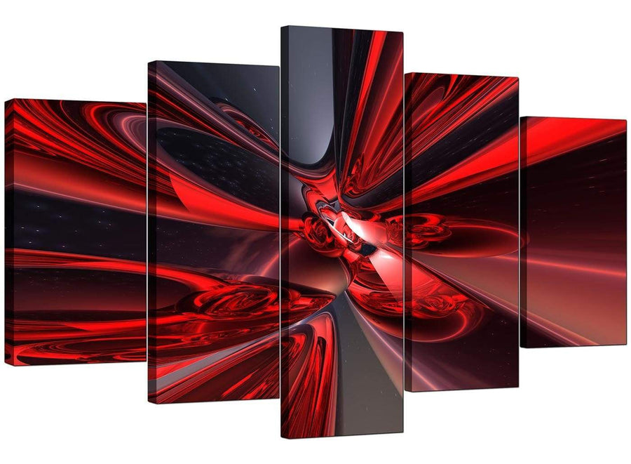 5 Part Set of Cheap Red Canvas Prints