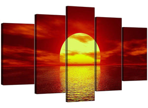 5 Panel Set of Extra-Large Red Canvas Picture