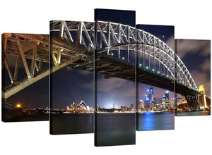 Set Of Five Living-Room Blue Canvas Picture