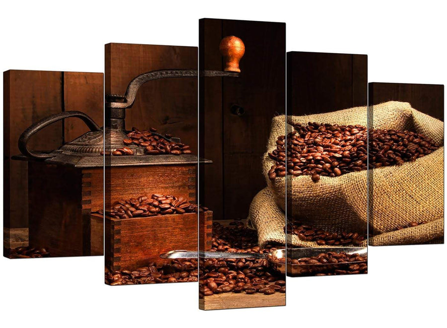 5 Panel Set of Modern Brown Canvas Art