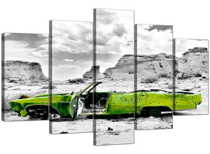 Set Of Five Cheap Green Canvas Picture