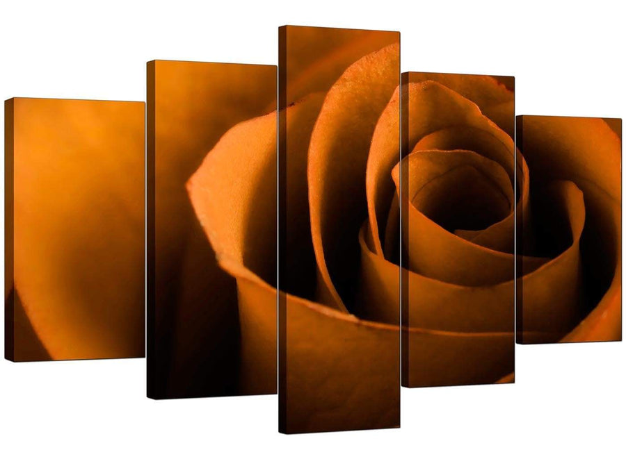 Set Of Five Extra-Large Orange Canvas Wall Art