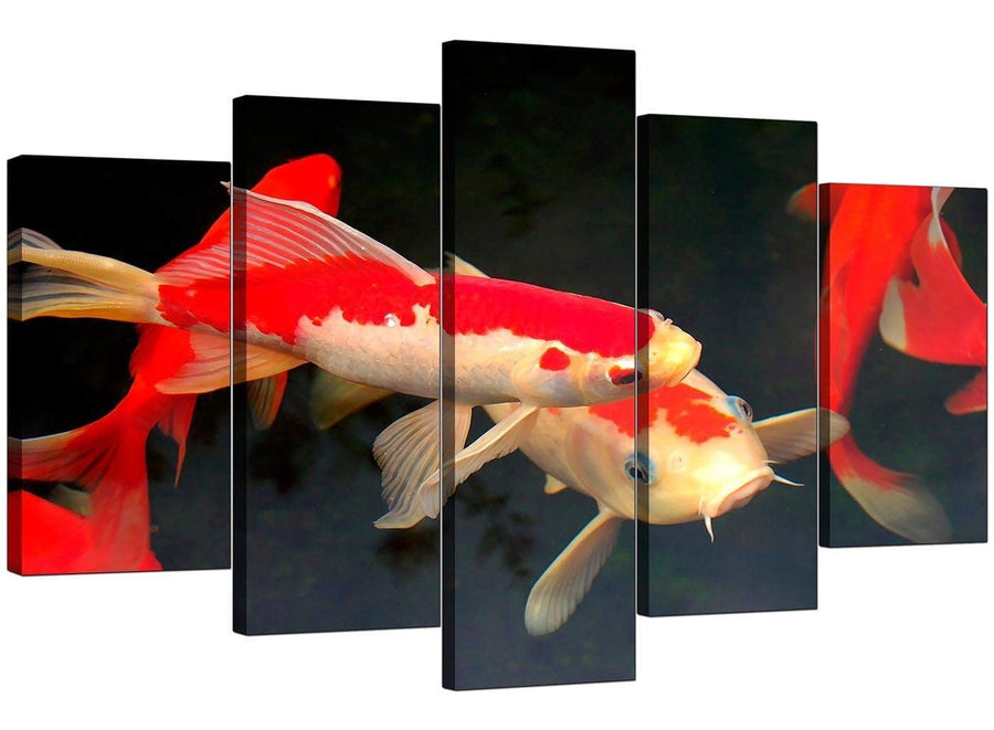 Five Panel Set of Living-Room Red Canvas Art