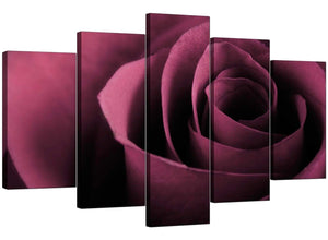 Set Of Five Modern Plum Canvas Pictures