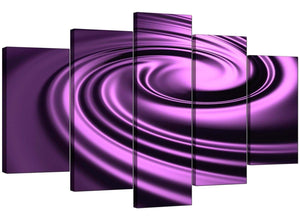 Five Panel Set of Modern Purple Canvas Art