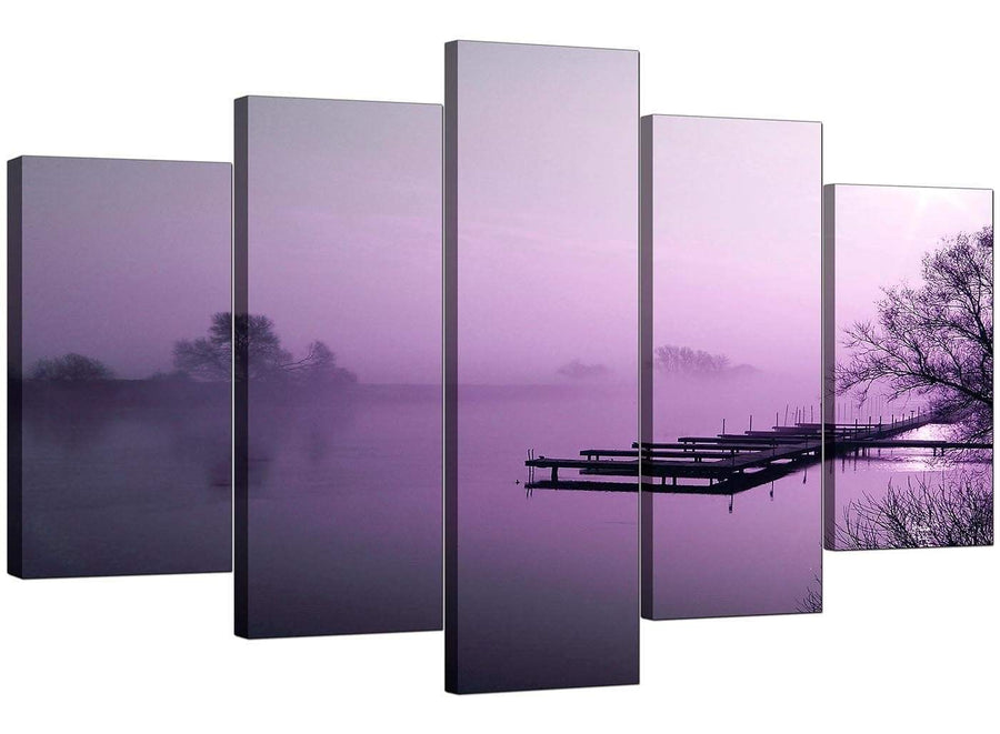 Set Of Five Modern Purple Canvas Pictures