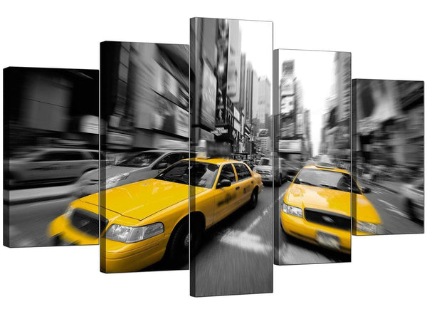 5 Piece Set of Living-Room Yellow Canvas Art