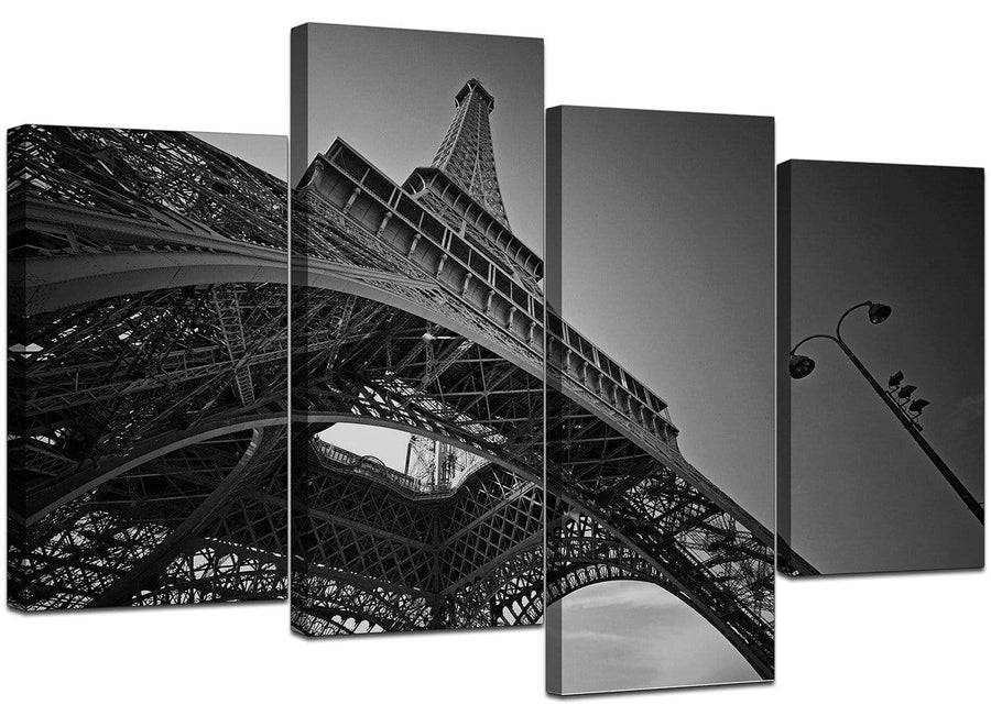 4 Panel Set of Living-Room Black White Canvas Pictures
