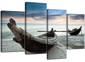 Four Panel Set of Living-Room Blue Canvas Pictures
