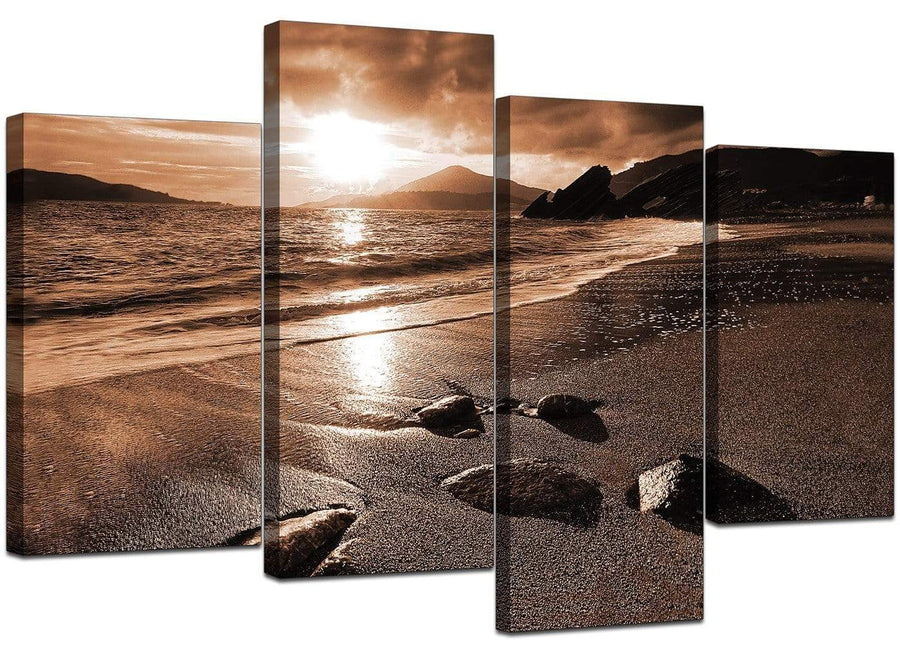 Set Of Four Living-Room Brown Canvas Prints