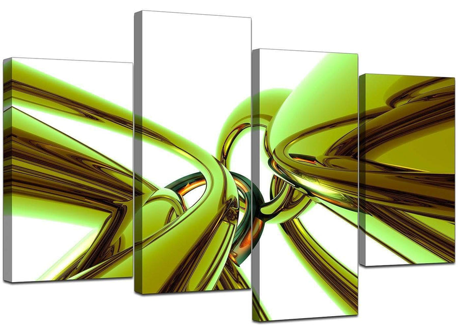 Set Of Four Living-Room Lime Green Canvas Art
