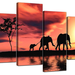4 Part Set of Extra-Large Orange Canvas Prints