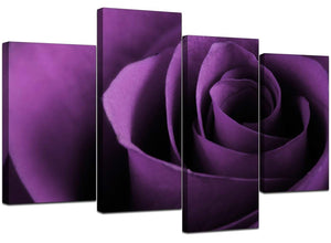 Set Of Four Living-Room Purple Canvas Picture