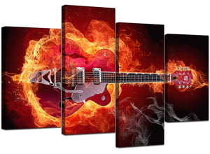 4 Part Set of Modern Red Canvas Pictures
