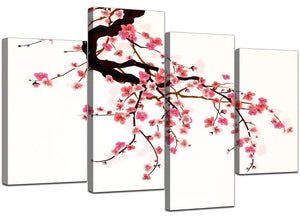 Four Panel Set of Living-Room Red Canvas Art
