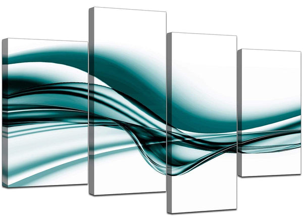 4 Panel Set of Living-Room Teal Canvas Pictures
