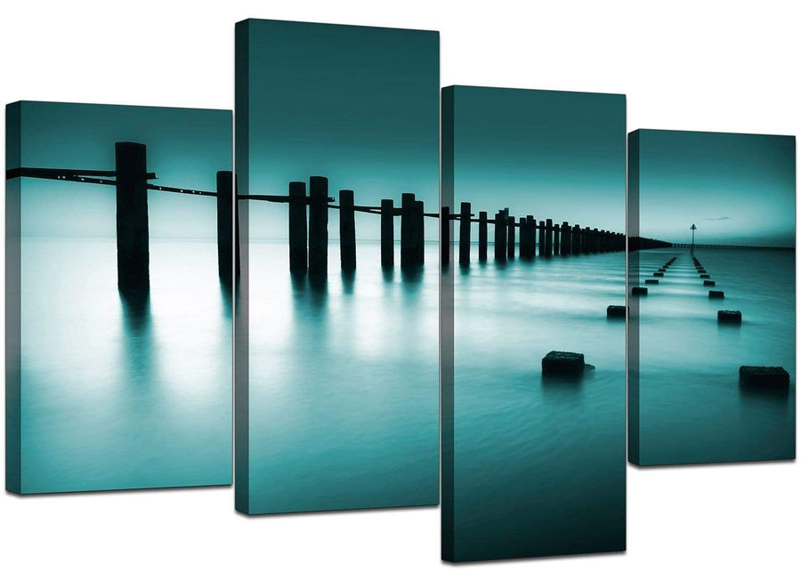 Set Of Four Extra-Large Teal Canvas Prints