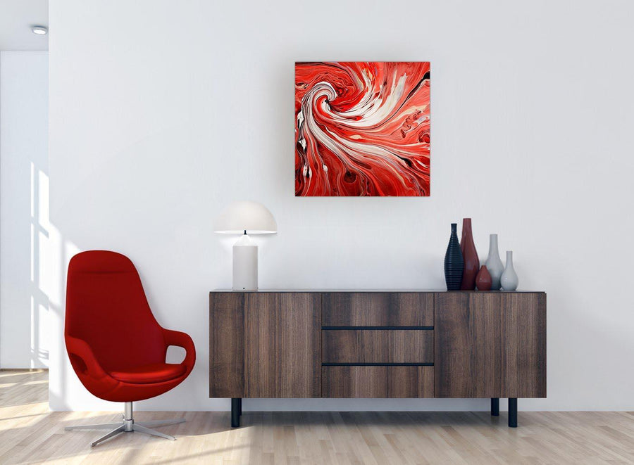 cheap square red abstract swirl canvas wall art 1s265m