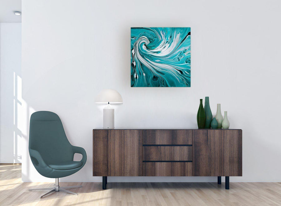cheap square teal abstract swirl canvas wall art 1s266m