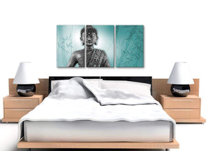 Cheap Teal And Grey Silver Wall Art Prints Of Buddha Canvas Multi 3 Panel 3327 For Your Living Room
