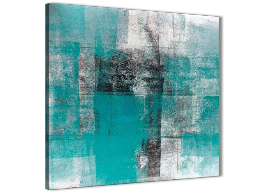 Cheap Teal Black White Painting Bathroom Canvas Wall Art Accessories - Abstract 1s399s - 49cm Square Print