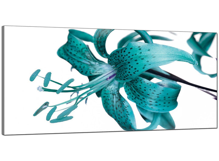 Teal Cheap Wide Canvas of Flowers - 4054