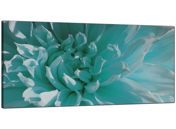 Teal Bedroom Panoramic Floral Canvas - 4103