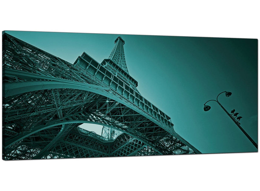 Teal Living Room Wide Canvas of the Eiffel Tower
