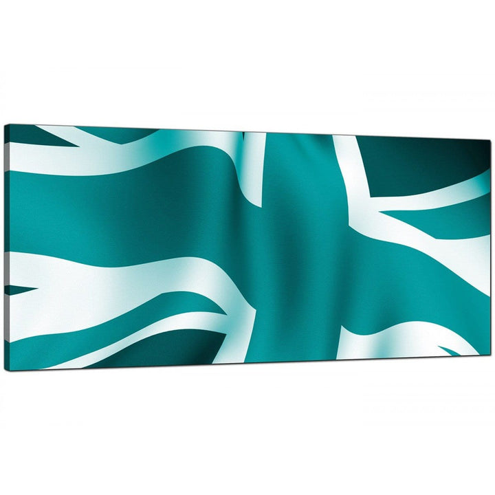 Teal Green Blue Union Jack Flag Abstract Canvas - 4010