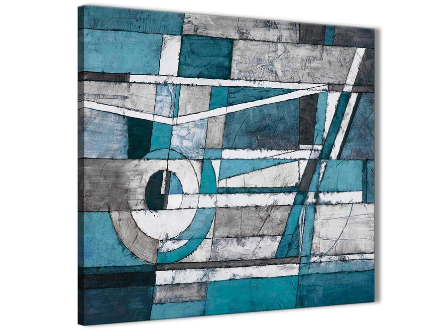 Cheap Teal Grey Painting Bathroom Canvas Pictures Accessories - Abstract 1s402s - 49cm Square Print